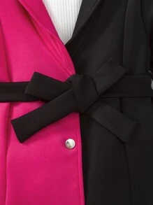 SHEIN 小女童青果領雙色外套和喇叭褲 - 彩色 - 查看 3