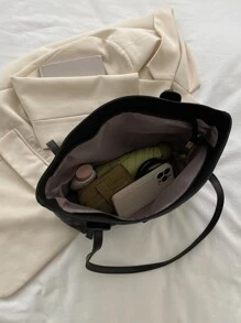 Túi Xách tay Nữ Lá thư Đôi tay cầm Thanh lịch - màu đen - Xem 7