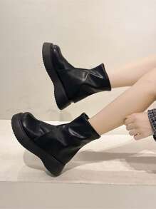 Giày bốt Nữ Thời trang màu trơn Trượt trên Mát mẻ - màu đen - Xem 4