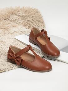 Giày búp bê trẻ em Nơ Bướm màu trơn Mary Jane - màu nâu - Xem 1