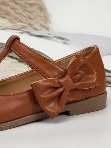 Giày búp bê trẻ em Nơ Bướm màu trơn Mary Jane - màu nâu - Xem 5