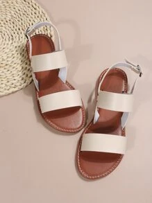 Minimalist Double Strap Slingback Sandals - Beige - View 7