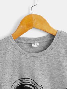 SHEIN Boys Astronaut Print Tee - Light Grey - View 3