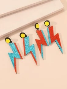 2pairs Long lanh Lightning quyến rũ Bông tai - Nhiều màu - Xem 1