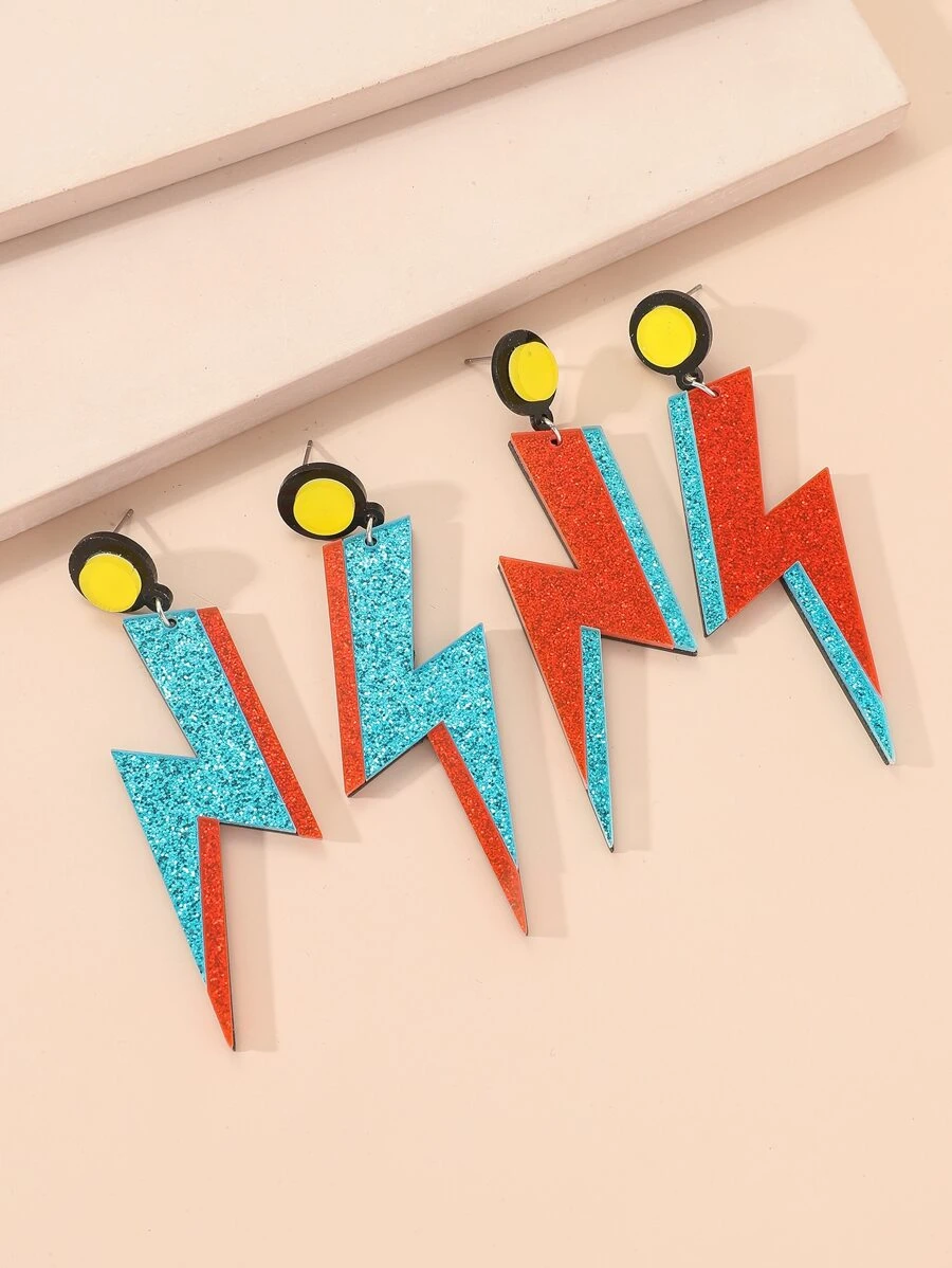 2pairs Long lanh Lightning quyến rũ Bông tai - Nhiều màu - Xem 1