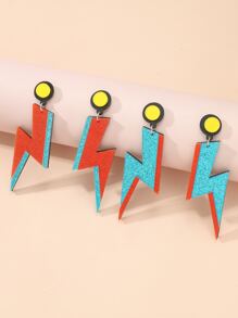 2pairs Long lanh Lightning quyến rũ Bông tai - Nhiều màu - Xem 2