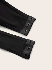 SHEIN EZwear Body con diseño de diamante de imitación de cuello cuadrado - Negro - Ver 4