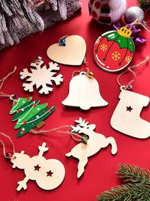 8pcs Christmas Design Random Wooden Cutout - Apricot - View 2