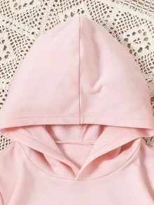 Tween Girl Letter & Floral Print Sweatshirt - Baby Pink - View 5