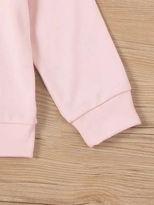 Tween Girl Letter & Floral Print Sweatshirt - Baby Pink - View 6