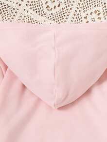 Tween Girl Letter & Floral Print Sweatshirt - Baby Pink - View 7