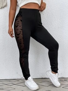 SHEIN LUNE Quần lót kích thước lớn Tương phản Mesh Thú vật Giải trí - màu đen - Xem 3