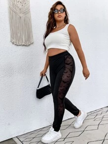 SHEIN LUNE Quần lót kích thước lớn Tương phản Mesh Thú vật Giải trí - màu đen - Xem 6