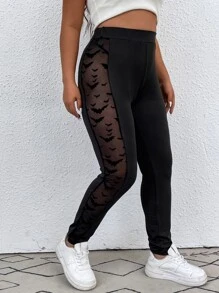 SHEIN LUNE Quần lót kích thước lớn Tương phản Mesh Thú vật Giải trí - màu đen - Xem 1