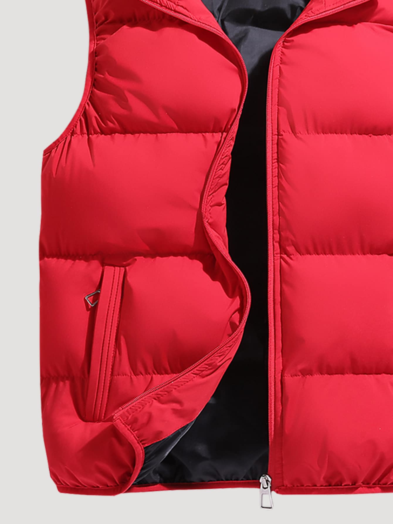 Chaleco con capucha con cremallera y acolchado para hombres - Rojo - Añade 3