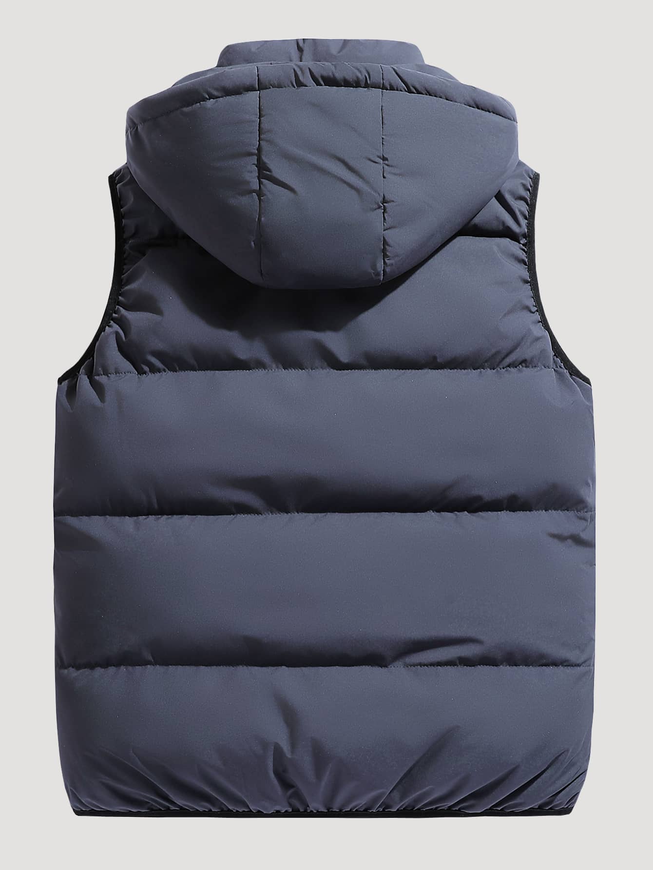 男式拉链连帽背心夹棉外套 - 藏蓝色 - 查看 2