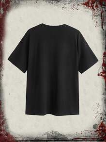 Beetlejuice | ROMWE Figure & Slogan Graphic Tee - Black - View 7