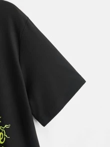 Beetlejuice | ROMWE Figure & Slogan Graphic Tee - Black - View 9