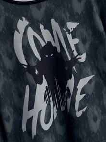 WB Horror | ROMWE Letter Graphic Tie Dye Tee - Black - View 9
