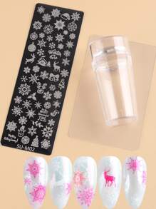FULL BEAUTY Christmas 3pcs Snowflake Pattern Nail Art Template Set - Multicolor - View 1