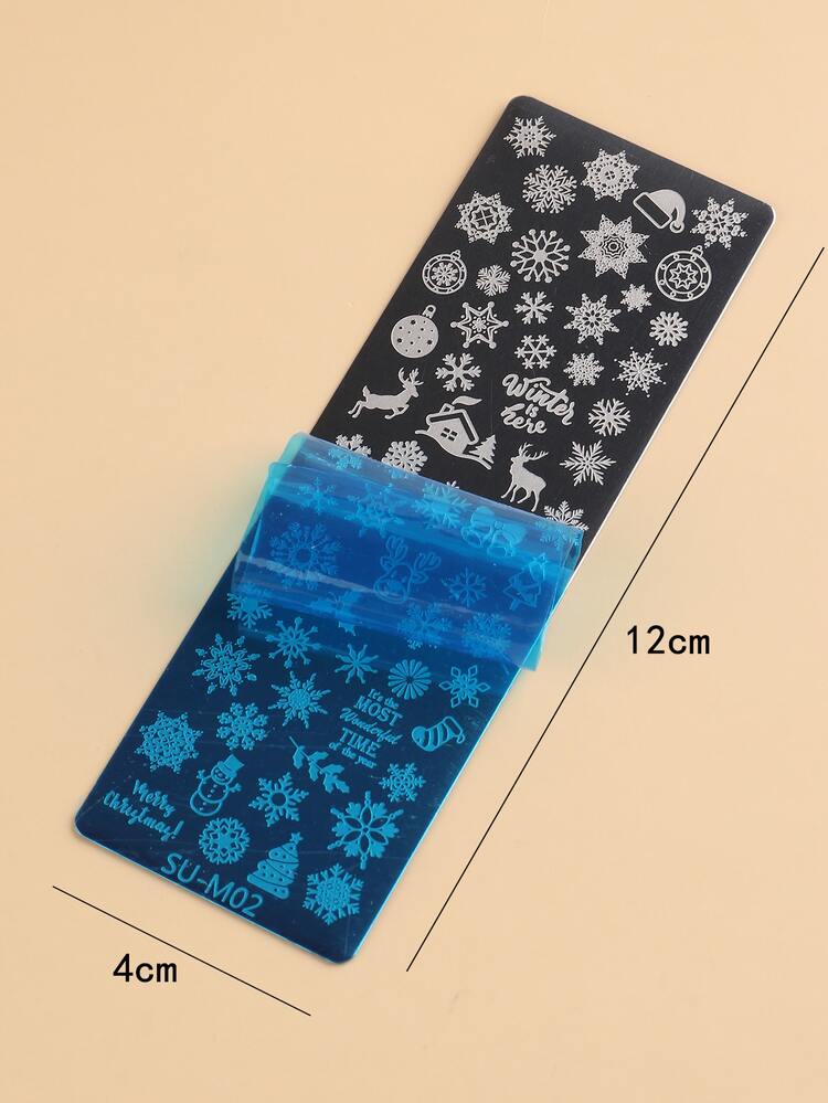 FULL BEAUTY 聖誕3入組雪花圖案美甲模板套裝 - 彩色 - 查看 6