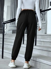 SHEIN Unity Flap Pocket Cargo Trousers - Black - View 2