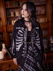 ROMWE Academia Quần áo thể thao nữ Dây kéo Lễ Các Thánh Giải trí - màu đen - Xem 1