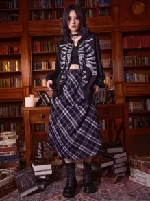 ROMWE Academia Quần áo thể thao nữ Dây kéo Lễ Các Thánh Giải trí - màu đen - Xem 2