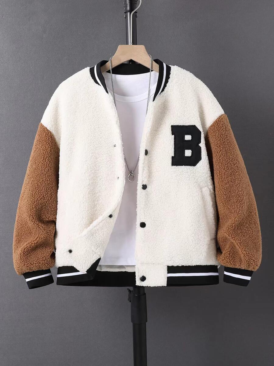 Bé Trai Jackets Nút phía trước Khối Màu Lá thư Giải trí - Nhiều màu - Xem 1