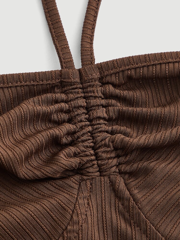 SHEIN ICON Vestido pecho con fruncido de espalda abierta de muslo con abertura - Café integral - Añade 7