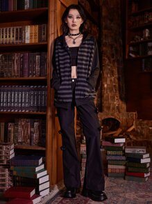 ROMWE Academia Quần áo thể thao nữ Dây kéo Sọc Giải trí - Nhiều màu - Xem 2