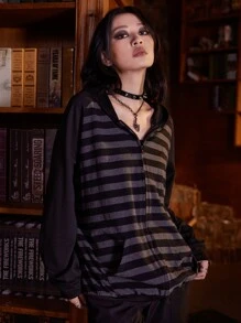 ROMWE Academia Quần áo thể thao nữ Dây kéo Sọc Giải trí - Nhiều màu - Xem 3