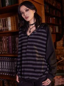 ROMWE Academia Quần áo thể thao nữ Dây kéo Sọc Giải trí - Nhiều màu - Xem 5