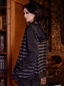 ROMWE Academia Quần áo thể thao nữ Dây kéo Sọc Giải trí - Nhiều màu - Xem 6