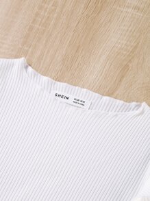 Girls Ruffle Trim Tee & Graphic Print Belted Skirt - Black and White - View 3