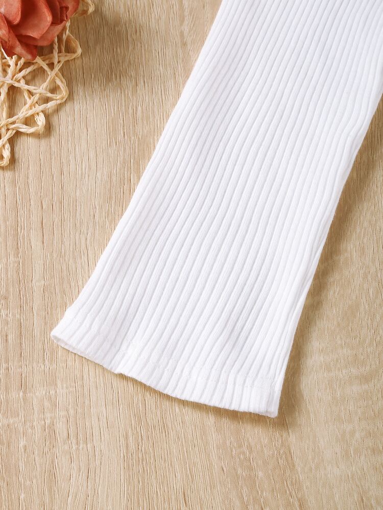 Girls Ruffle Trim Tee & Graphic Print Belted Skirt - Black and White - View 4