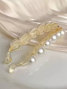 1pc Faux Pearl Decor Banana Clip Headgear Women's Hair Clip Girls Ponytail Hair Clip Hair Clip Accessories Elegant Hair Clips Claw Clips Hair Claws Hair Barrettes - Multicolor - View 2