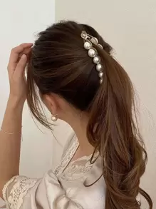 1pc Faux Pearl Decor Banana Clip Headgear Women's Hair Clip Girls Ponytail Hair Clip Hair Clip Accessories Elegant Hair Clips Claw Clips Hair Claws Hair Barrettes - Multicolor - View 4