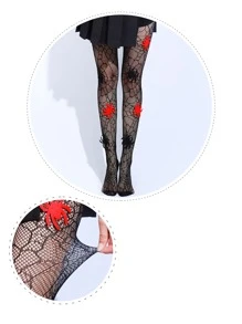 Medias de red con decoración de araña, para Halloween - Negro - Ver 4