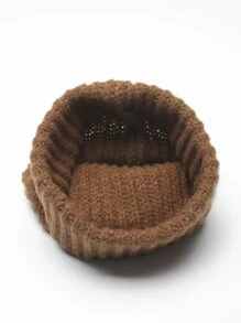 LEAJOURNO. 1 pieza Gorro de casco sólido, elegante para invierno y otoño - Marrón - Ver 5