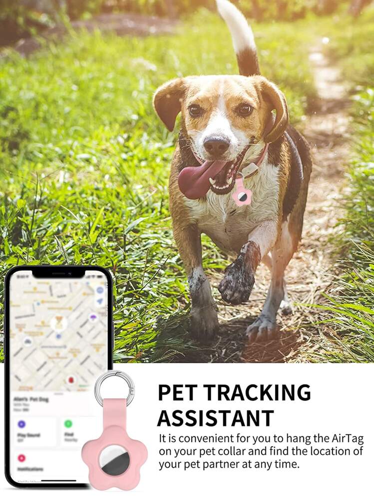 1入組花朵形狀矽膠保護套適用於Apple Airtag跟踪器防丟設備 - 粉色 - 查看 4