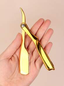 理发师直剃刀，1 件不锈钢光滑剃刀，用于拔毛器和面部毛发眉毛护理 - 金色 - 查看 2