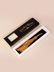 理发师直剃刀，1 件不锈钢光滑剃刀，用于拔毛器和面部毛发眉毛护理 - 金色 - 查看 3