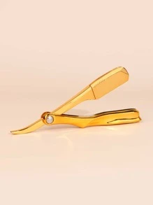 理发师直剃刀，1 件不锈钢光滑剃刀，用于拔毛器和面部毛发眉毛护理 - 金色 - 查看 4