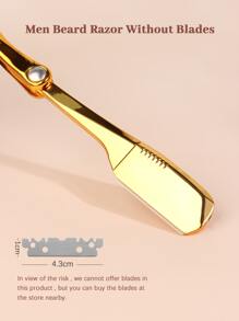 理发师直剃刀，1 件不锈钢光滑剃刀，用于拔毛器和面部毛发眉毛护理 - 金色 - 查看 6