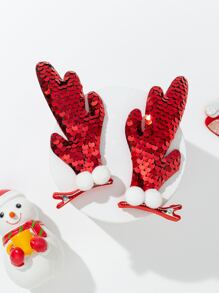 2 cái Giáng sinh Antler & Pompom Trang trí nội thất Kẹp tóc cá sấu - Nhiều màu - Xem 1