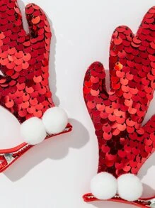 2 cái Giáng sinh Antler & Pompom Trang trí nội thất Kẹp tóc cá sấu - Nhiều màu - Xem 3