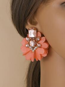 Rhinestone & Flower Decor Earrings Valentines,Mom,Mother,Mother's Day,Gift - Dusty Pink - View 8