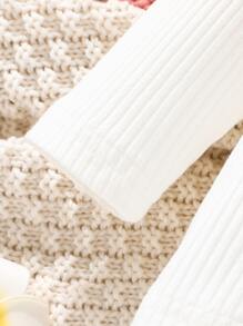 嬰兒熊貼布高領T恤 - 白色 - 查看 5