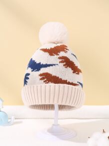 Baby Cartoon Dinosaur Print Hat - Beige - View 3